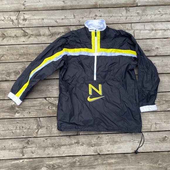 Vintage 90s Nike Big Logo Swoosh Jacket Varsity Yellow - Picture 1 of 7